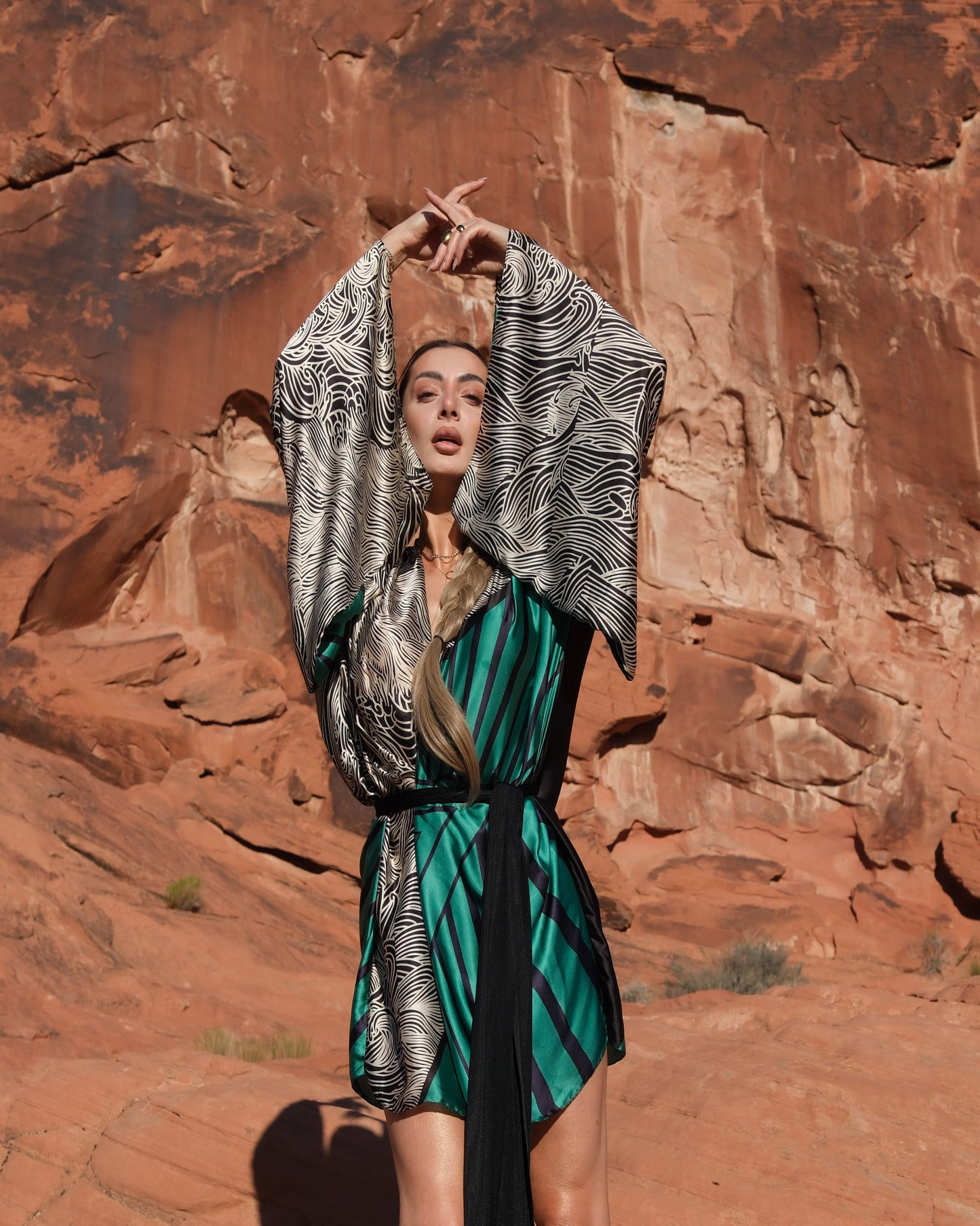 Gaia - Green Short Kaftan Dress