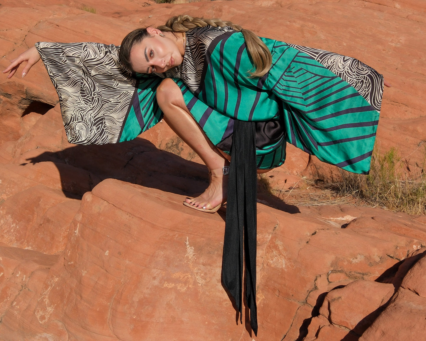 Gaia - Green Short Kaftan Dress