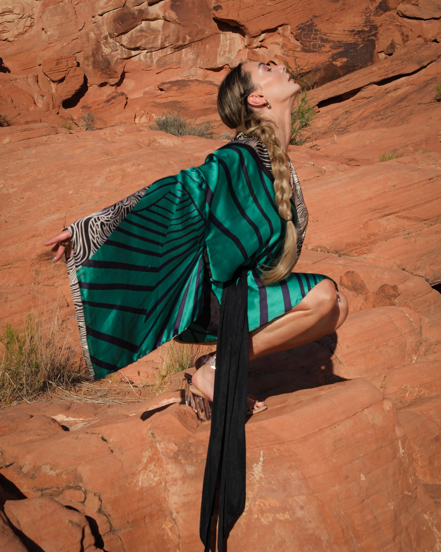 Gaia - Green Short Kaftan Dress
