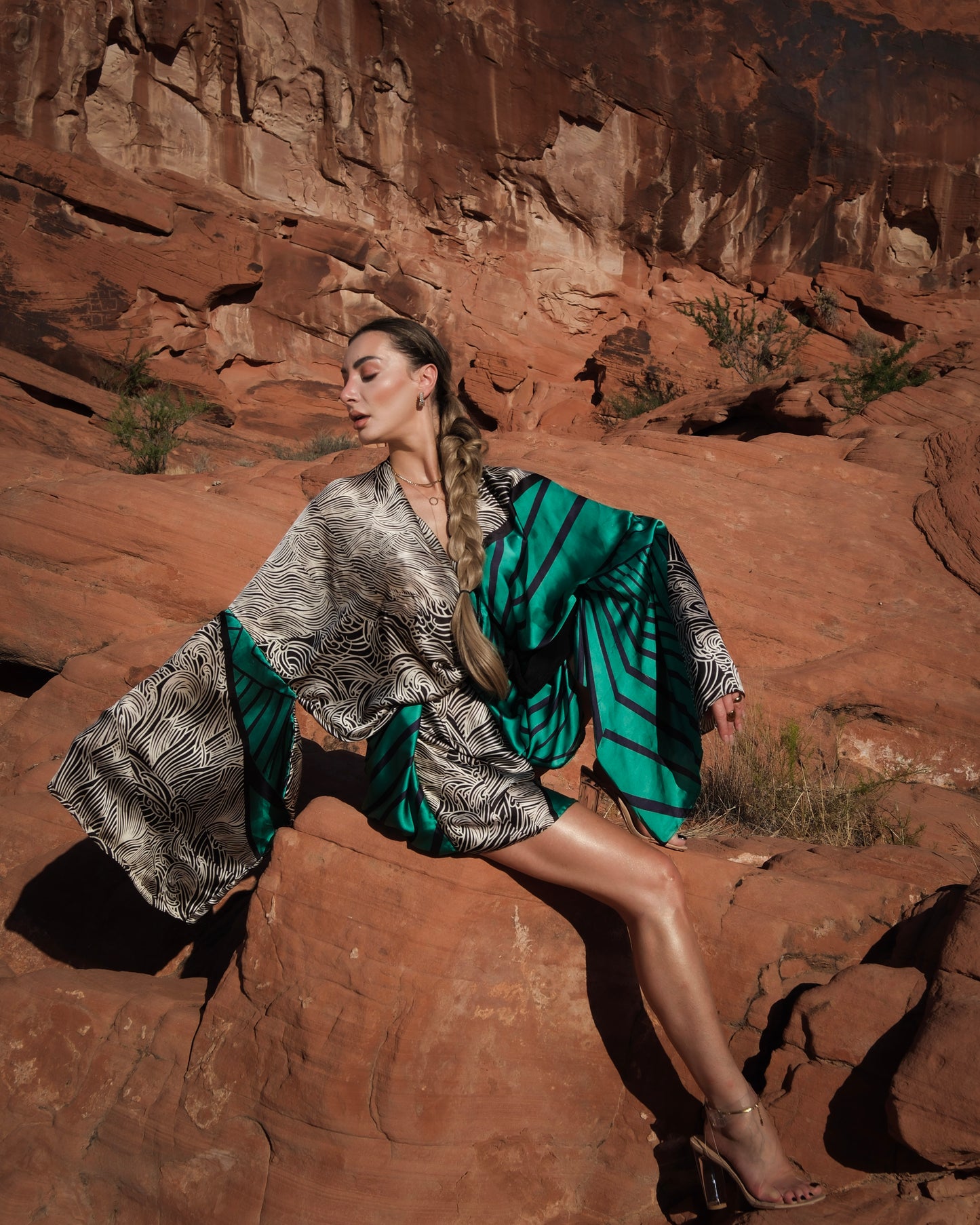 Gaia - Green Short Kaftan Dress