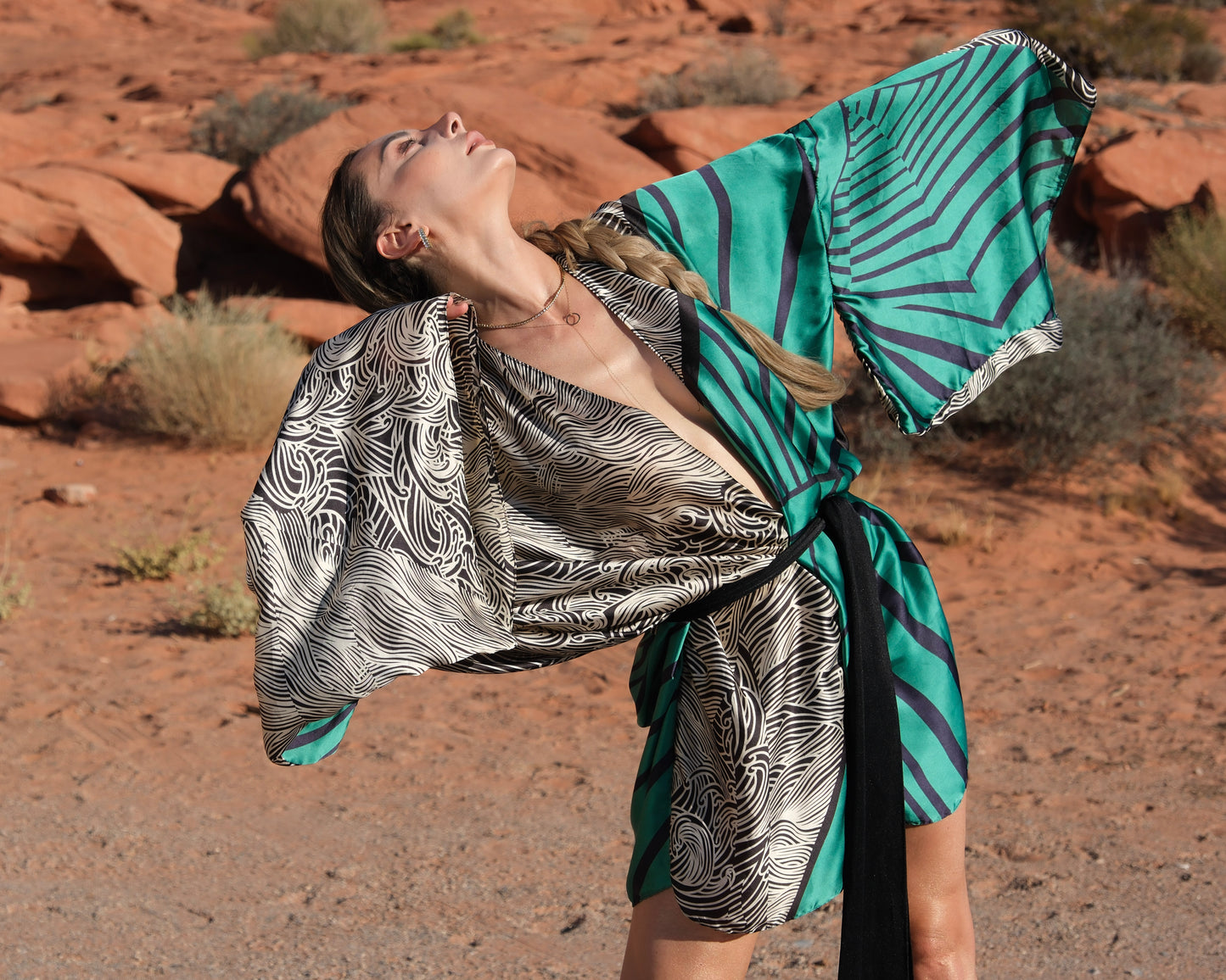 Gaia - Green Short Kaftan Dress