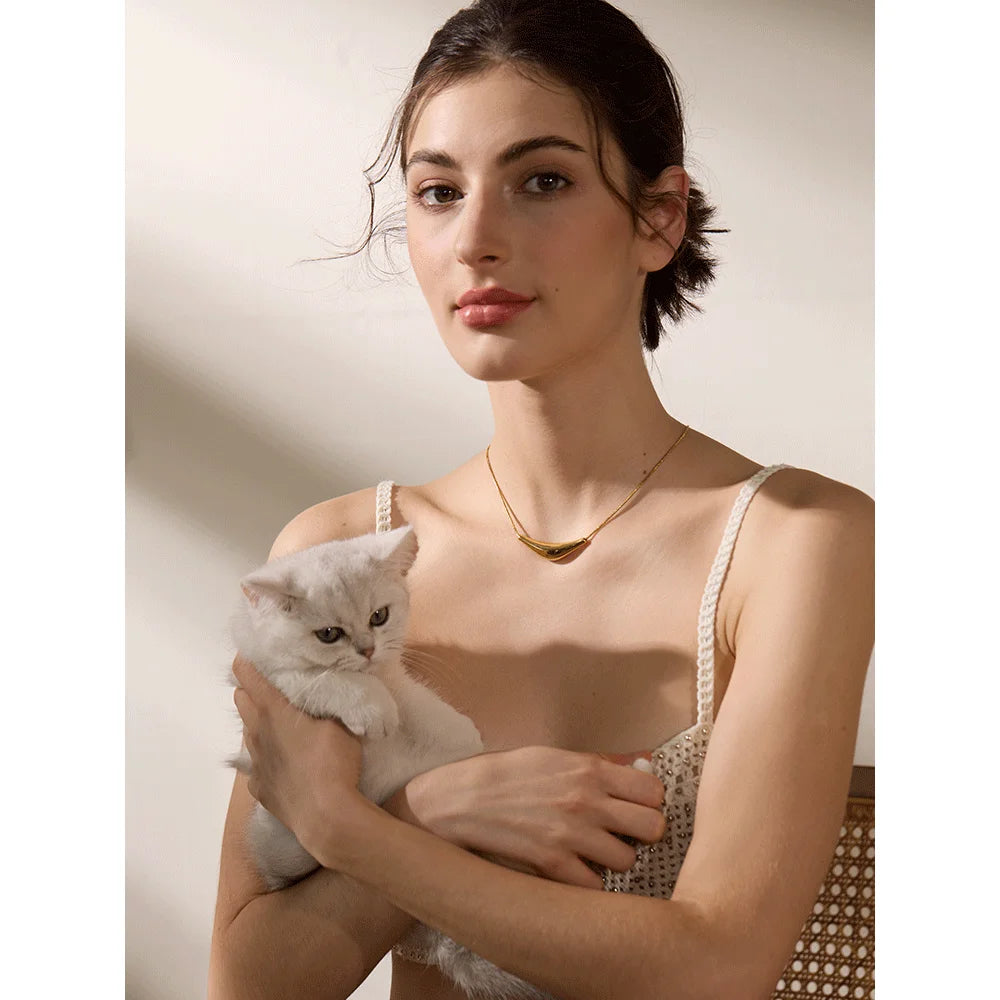Stainless Steel Cast Pendant Clavicle Necklace Waterproof PVD 18K Gold Plated Fashion Collar Jewelry New Chic Style Gift
