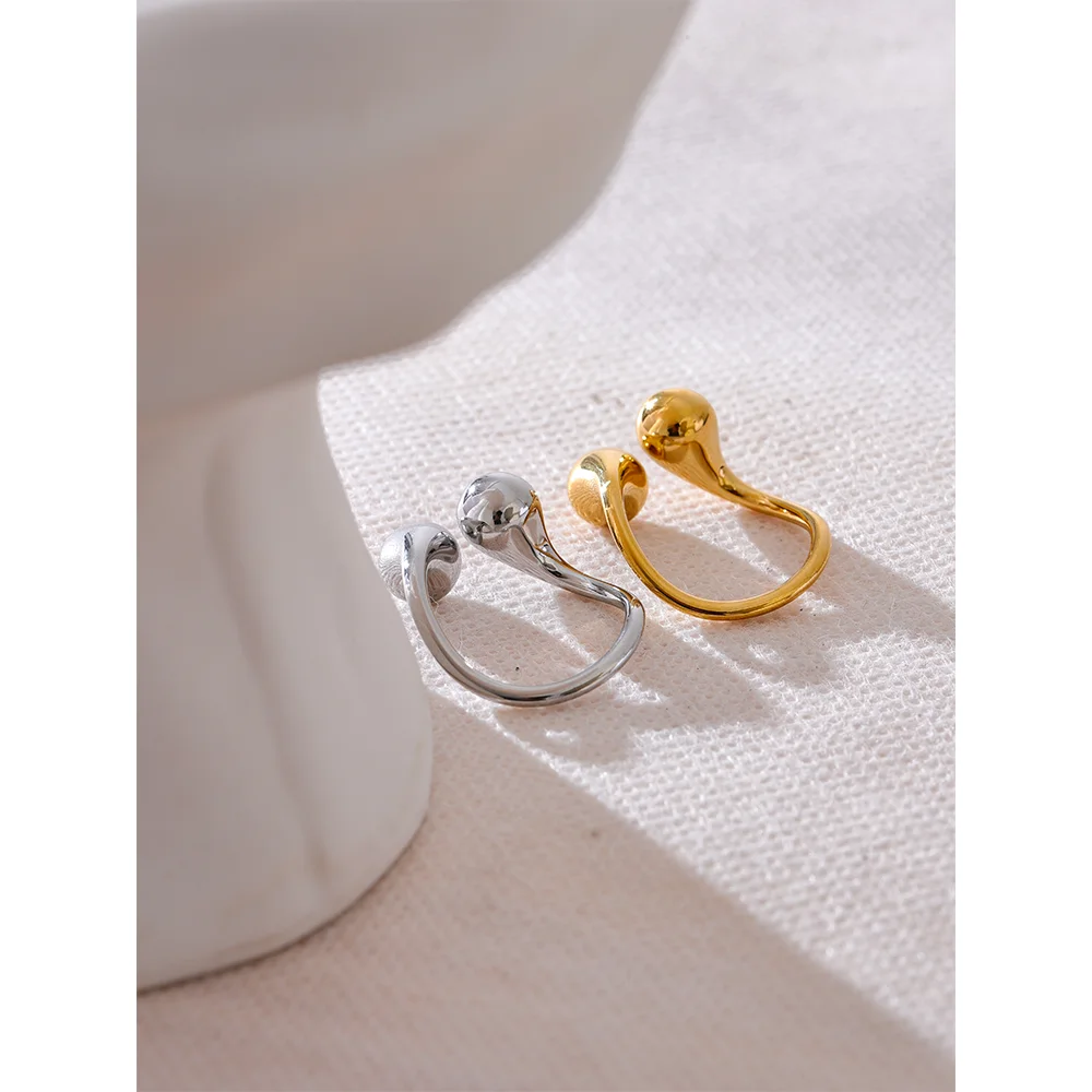 Stylish Unique Trendy Water Drop Personalized Ring 2024 PVD 18K Gold Plated Stainless Steel Waterproof Finger Jewelry Bijoux Femme Charm Gift