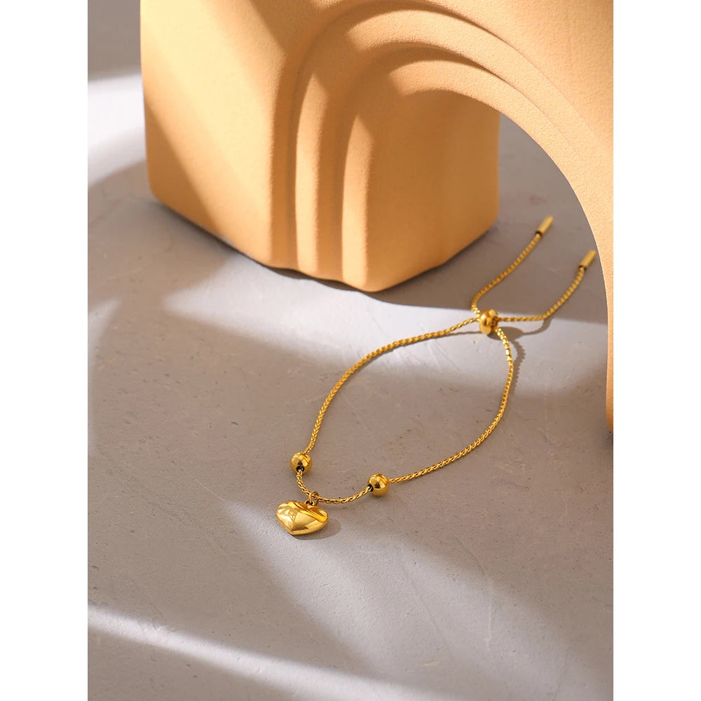 Women PVD 18K Gold Plated Stainless Steel Beach Bracelet Bangle Fashion Heart Natural Shell Chain Summer Barefoot Anklets Bracelets Jewelry