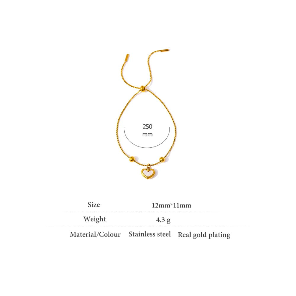 Women PVD 18K Gold Plated Stainless Steel Beach Bracelet Bangle Fashion Heart Natural Shell Chain Summer Barefoot Anklets Bracelets Jewelry