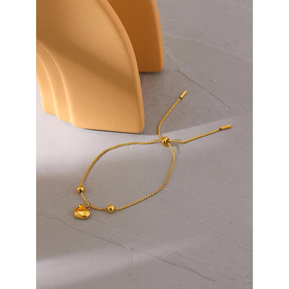 Women PVD 18K Gold Plated Stainless Steel Beach Bracelet Bangle Fashion Heart Natural Shell Chain Summer Barefoot Anklets Bracelets Jewelry