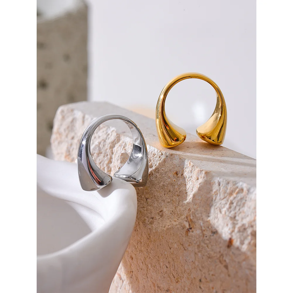 Stainless Steel Geometric Cast Ring Gold Silver Color 18K PVD Gold Plated Daily Fashion Metal Finger Jewelry Waterproof