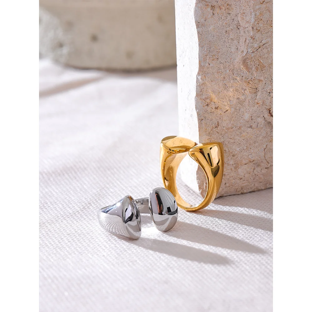 Stainless Steel Geometric Cast Ring Gold Silver Color 18K PVD Gold Plated Daily Fashion Metal Finger Jewelry Waterproof