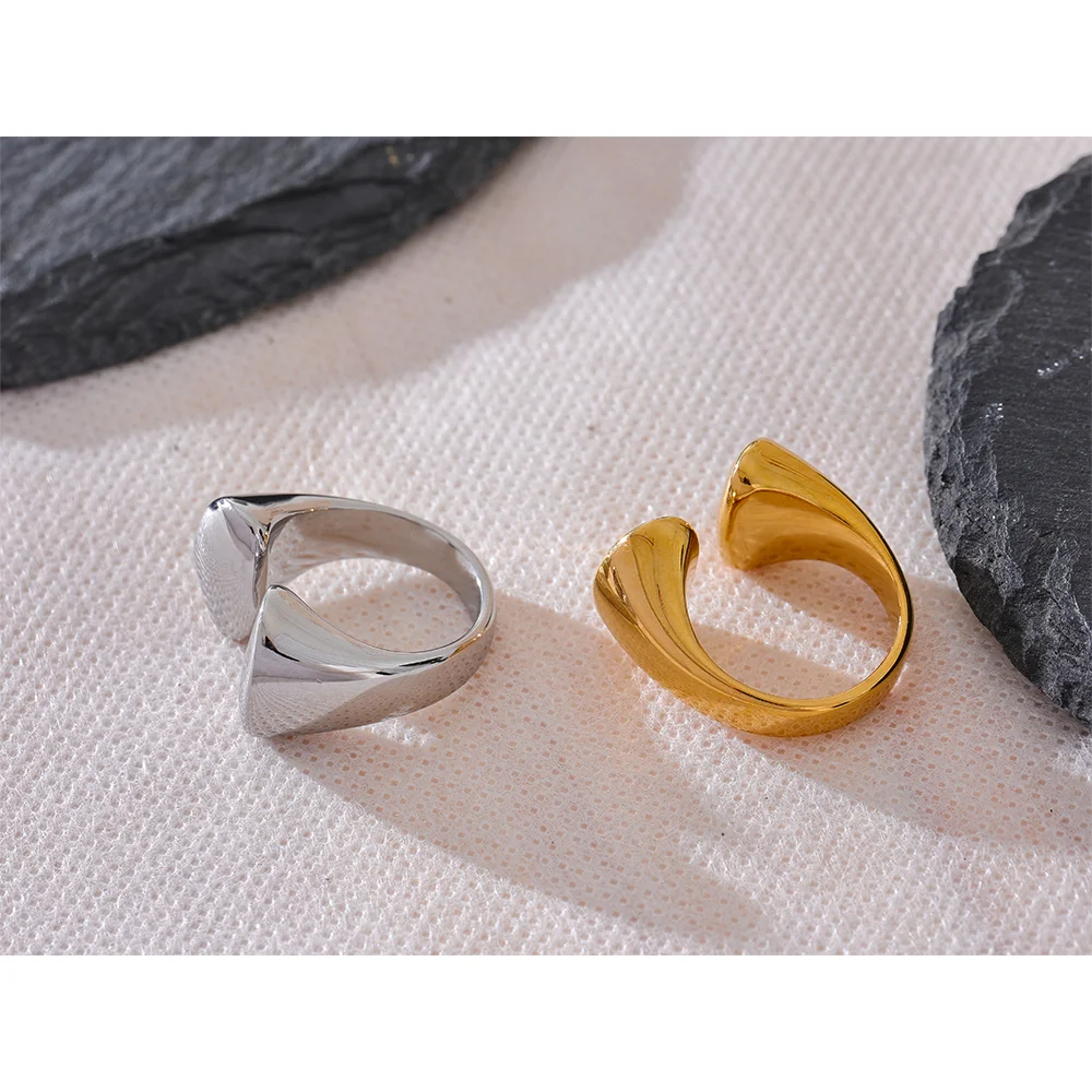 Stainless Steel Geometric Cast Ring Gold Silver Color 18K PVD Gold Plated Daily Fashion Metal Finger Jewelry Waterproof