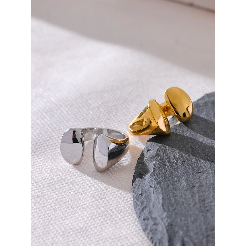 Stainless Steel Geometric Cast Ring Gold Silver Color 18K PVD Gold Plated Daily Fashion Metal Finger Jewelry Waterproof
